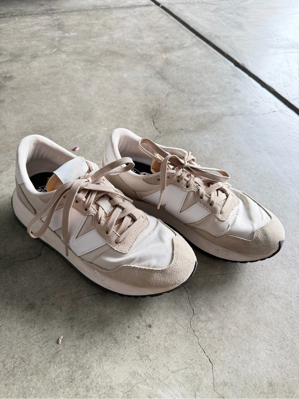 New Balance Women's Beige and White Retro Runner Sneakers